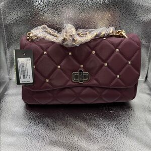 (NEW) BADGLEY MISCHKA Elegant Quilted Purple Handbag